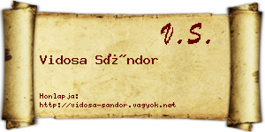 Vidosa Sándor névjegykártya